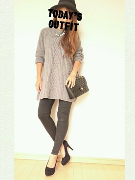 「ツバ広ハット」｜minaさん（レディース・157cm）の秋コーディネート