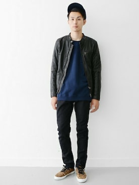 「URBAN RESEARCH（アーバンリサーチ）のアイテム（ライダースジャケット）」を使った、kondoさん（メンズ・180cm）の秋コーディネート