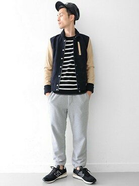 「URBAN RESEARCH（アーバンリサーチ）のアイテム（スタジャン）」を使った、kondoさん（メンズ・180cm）の秋コーディネート