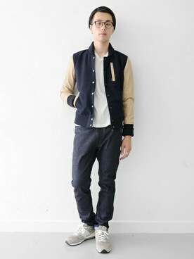「URBAN RESEARCH（アーバンリサーチ）のアイテム（スタジャン）」を使った、kondoさん（メンズ・180cm）の秋コーディネート