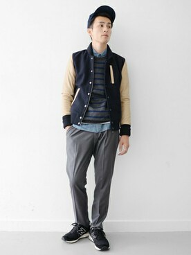 「URBAN RESEARCH（アーバンリサーチ）のアイテム（スタジャン）」を使った、kondoさん（メンズ・180cm）の秋コーディネート