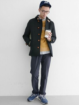「URBAN RESEARCH（アーバンリサーチ）のアイテム（ピーコート）」を使った、kondoさん（メンズ・180cm）の秋コーディネート
