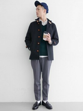 「URBAN RESEARCH（アーバンリサーチ）のアイテム（ピーコート）」を使った、kondoさん（メンズ・180cm）の秋コーディネート