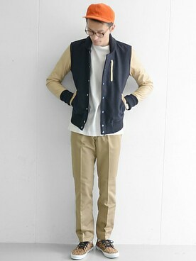 「URBAN RESEARCH（アーバンリサーチ）のアイテム（スタジャン）」を使った、kondoさん（メンズ・180cm）の秋コーディネート