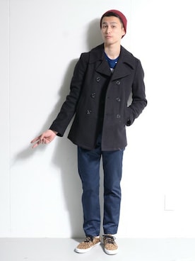 「URBAN RESEARCH（アーバンリサーチ）のアイテム（ピーコート）」を使った、kondoさん（メンズ・180cm）の秋コーディネート