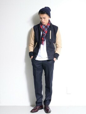 「URBAN RESEARCH（アーバンリサーチ）のアイテム（スタジャン）」を使った、kondoさん（メンズ・180cm）の秋コーディネート