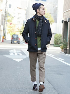 「URBAN RESEARCH（アーバンリサーチ）のアイテム（ピーコート）」を使った、kondoさん（メンズ・180cm）の秋コーディネート