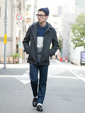 「URBAN RESEARCH（アーバンリサーチ）のアイテム（ピーコート）」を使った、kondoさん（メンズ・180cm）の秋コーディネート