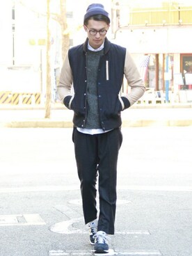 「URBAN RESEARCH（アーバンリサーチ）のアイテム（スタジャン）」を使った、kondoさん（メンズ・180cm）の秋コーディネート