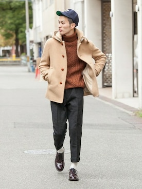 「URBAN RESEARCH（アーバンリサーチ）のアイテム（ピーコート）」を使った、kondoさん（メンズ・180cm）の冬コーディネート