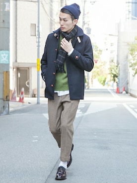 「URBAN RESEARCH（アーバンリサーチ）のアイテム（ピーコート）」を使った、kondoさん（メンズ・180cm）の冬コーディネート