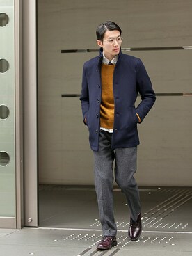 「URBAN RESEARCH（アーバンリサーチ）のアイテム（ピーコート）」を使った、kondoさん（メンズ・180cm）の冬コーディネート