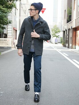 「URBAN RESEARCH（アーバンリサーチ）のアイテム（ピーコート）」を使った、kondoさん（メンズ・180cm）の冬コーディネート