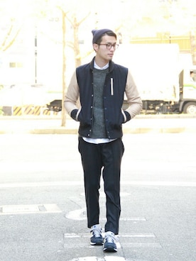 「URBAN RESEARCH（アーバンリサーチ）のアイテム（スタジャン）」を使った、kondoさん（メンズ・180cm）の冬コーディネート