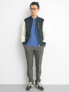 「URBAN RESEARCH（アーバンリサーチ）のアイテム（スタジャン）」を使った、kondoさん（メンズ・180cm）の冬コーディネート