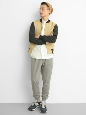 「URBAN RESEARCH（アーバンリサーチ）のアイテム（スタジャン）」を使った、kondoさん（メンズ・180cm）の冬コーディネート