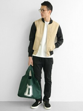 「URBAN RESEARCH（アーバンリサーチ）のアイテム（スタジャン）」を使った、kondoさん（メンズ・180cm）の春コーディネート