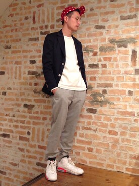 「AIR JORDAN」｜「アイテム（テーラードジャケット）」を使った、kondoさん（メンズ・180cm）の春コーディネート