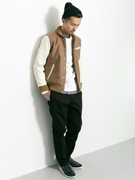 「URBAN RESEARCH（アーバンリサーチ）のアイテム（スタジャン）」を使った、kondoさん（メンズ・180cm）の夏コーディネート