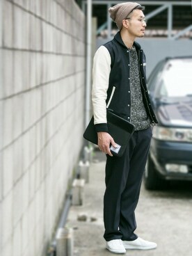 「URBAN RESEARCH（アーバンリサーチ）のアイテム（スタジャン）」を使った、kondoさん（メンズ・180cm）の秋コーディネート