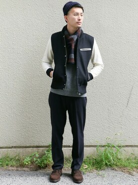 「URBAN RESEARCH（アーバンリサーチ）のアイテム（スタジャン）」を使った、kondoさん（メンズ・180cm）の秋コーディネート