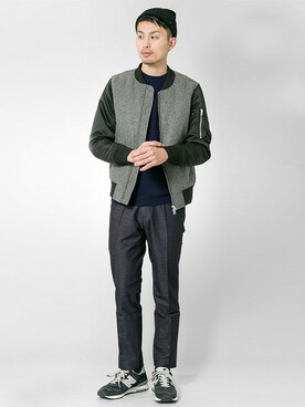 「URBAN RESEARCH（アーバンリサーチ）のアイテム（ミリタリージャケット）」を使った、kondoさん（メンズ・180cm）の冬コーディネート