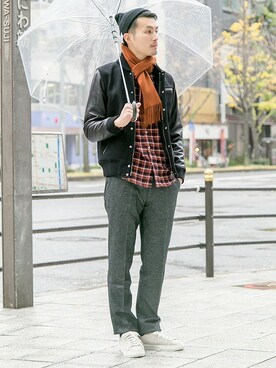 「URBAN RESEARCH（アーバンリサーチ）のアイテム（スタジャン）」を使った、kondoさん（メンズ・180cm）の冬コーディネート