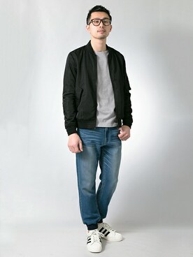「バレンタインデートスタイル」｜「アイテム（ブルゾン）」を使った、kondoさん（メンズ・180cm）の冬コーディネート