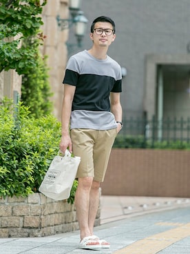 「URBAN RESEARCH（アーバンリサーチ）のアイテム（サンダル）」を使った、kondoさん（メンズ・180cm）の夏コーディネート