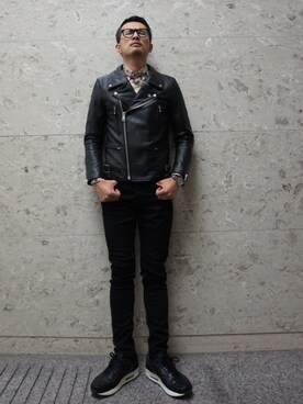 「URBAN RESEARCH（アーバンリサーチ）のアイテム（ライダースジャケット）」を使った、kondoさん（メンズ・180cm）の秋コーディネート