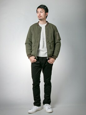 「URBAN RESEARCH（アーバンリサーチ）のアイテム（MA-1）」を使った、kondoさん（メンズ・180cm）の冬コーディネート