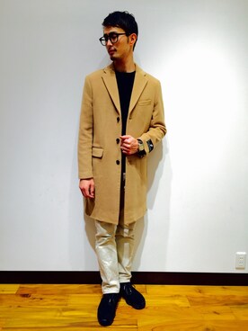 「URBAN RESEARCH（アーバンリサーチ）のアイテム（チェスターコート）」を使った、kondoさん（メンズ・180cm）の冬コーディネート