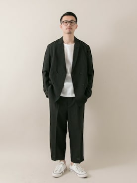 「ダブルジャケット」｜「アイテム（その他アウター）」を使った、kondoさん（メンズ・180cm）の春コーディネート
