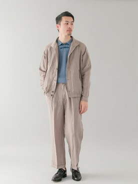 「グレージュ」｜「アイテム（ブルゾン）」を使った、kondoさん（メンズ・180cm）の春コーディネート