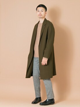 Ur ウールオーバーコートを使ったショップスタッフのメンズ人気ファッションコーディネート Wear