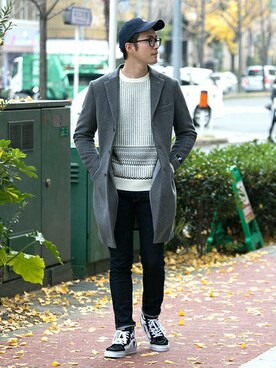 「URBAN RESEARCH（アーバンリサーチ）のアイテム（チェスターコート）」を使った、kondoさん（メンズ・180cm）の冬コーディネート