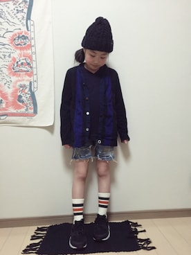 「ハラチ」｜「アイテム（ニットキャップ/ビーニー）」を使った、yuzuさん（キッズ・121cm）の冬コーディネート