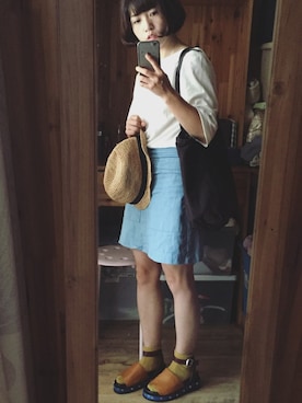 「GAP（ギャップ）のアイテム（サンバイザー）」を使った、yoyoxiqingさん（レディース・153cm）の夏コーディネート