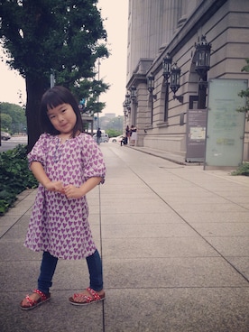 「PETIT BATEAU（プチバトー）のアイテム（キャミソール）」を使った、NICOさん（キッズ・100cm）の夏コーディネート