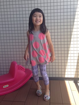 「PETIT BATEAU（プチバトー）のアイテム（キャミソール）」を使った、NICOさん（キッズ・100cm）の夏コーディネート