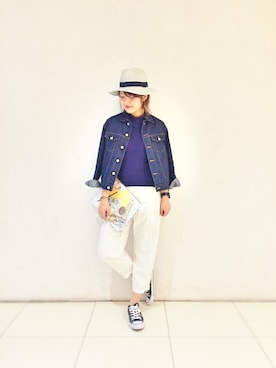 「RAY CASSIN（レイカズン）のアイテム（デニムジャケット）」を使った、さゆぴすさん（レディース・165cm）の春コーディネート