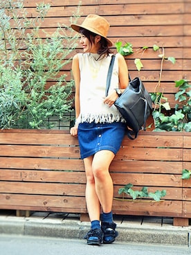 「RAY CASSIN（レイカズン）のアイテム（スカート）」を使った、さゆぴすさん（レディース・165cm）の夏コーディネート