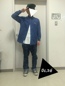 「Laundry（ランドリー）のアイテム（パンツ）」を使った、cioさん（メンズ・171cm）の秋コーディネート