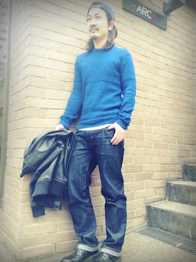 「アイテム（ニット/セーター）」を使った、TAIKIさん（メンズ・165cm）の春コーディネート