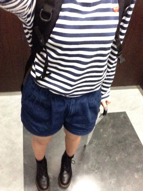 y○ is wearing Comme des Garcons "Comme des Garçons 'Play' Stripe Long Sleeve Crewneck T-Shirt"