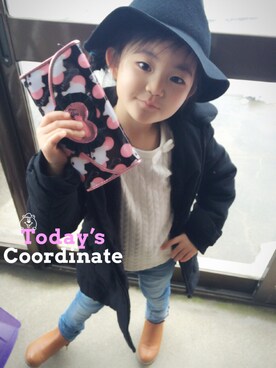 「COMME CA DU MODE（コムサデモード）のアイテム（その他アウター）」を使った、yu_kさん（キッズ・110cm）の冬コーディネート