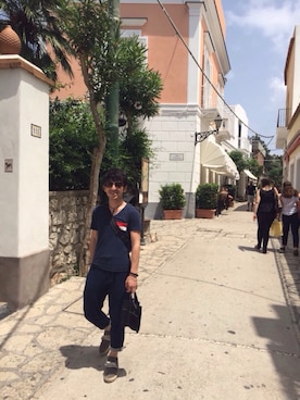 「Caffe（カフェ）のアイテム」を使った、8bさん（メンズ・168cm）の夏コーディネート