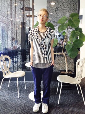 「COMMON PROJECTS（コモンプロジェクト）のアイテム（シューズ）」を使った、ミヤタ リョウさん（メンズ・168cm）の春コーディネート