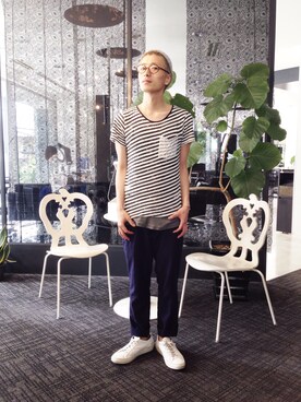 「COMMON PROJECTS（コモンプロジェクト）のアイテム（シューズ）」を使った、ミヤタ リョウさん（メンズ・168cm）の春コーディネート