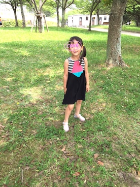 「Ribbon hakka kid's（リボンハッカキッズ）のアイテム」を使った、ヒマハルさん（キッズ・100cm）の夏コーディネート